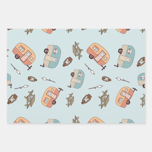 Retro Camper Wrapping Paper Geschenkpapier Set (Vorderseite)