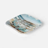 Retro-Campervan mit Surfbrett Pappteller (Gewinkelt)