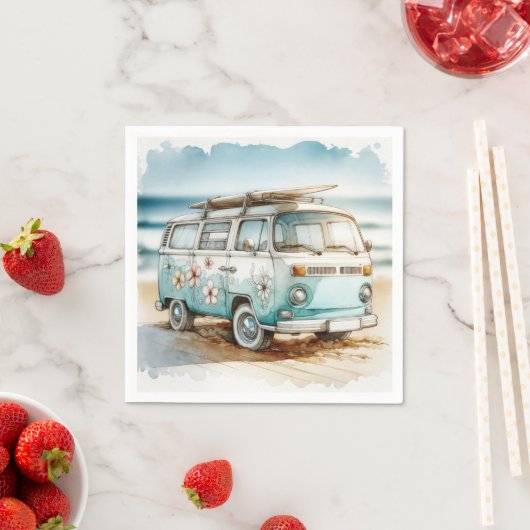 Retro-Campervan mit Surfbrett Serviette (Beispiel)