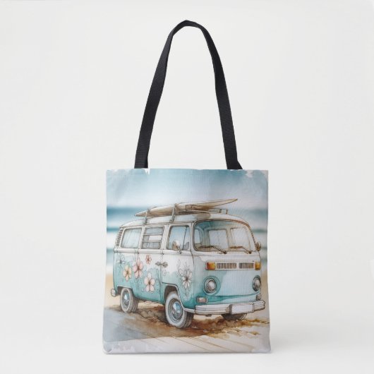 Retro-Campervan mit Surfbrett Tasche (Vorderseite)