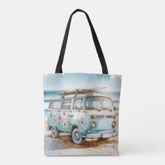 Retro-Campervan mit Surfbrett Tasche (Rückseite)