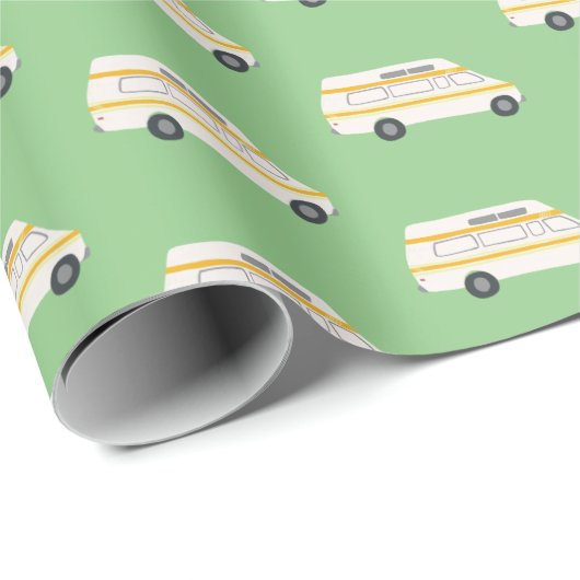 Retro Campervan Motorhome RV Van Green Geschenkpapier (Rolleneckpunkt)