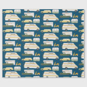 Retro Campervan Motorhome RV Van Trailer Blue Geschenkpapier (Flach)