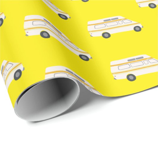 Retro Campervan Motorhome RV Van Yellow Geschenkpapier (Rolleneckpunkt)