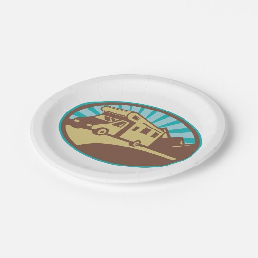 Retro Campervan Pappteller (Schrägansicht)