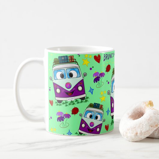 Retro-Campervan-Tasse – Bruno Edition Kaffeetasse (Mit Donut)