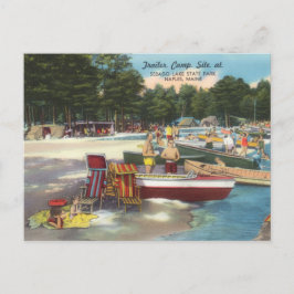 Retro Camping am Sebago Lake Travel Postkarte