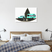 Retro-Camping-Anhänger gestreikt gezapfte Leinwand (Insitu (Schlafzimmer))