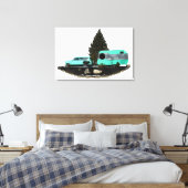 Retro-Camping-Anhänger gestreikt gezapfte Leinwand (Insitu (Schlafzimmer))