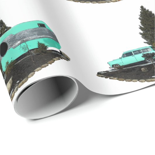 Retro-Camping-Anhänger-Wrapper Geschenkpapier (Rolleneckpunkt)