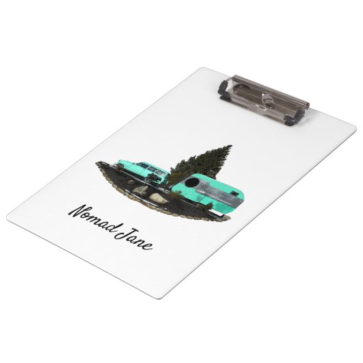 Retro-Camping-Anhänger-Zwischenablage Klemmbrett (Schrägansicht)