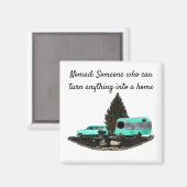 Retro Camping Auto Trailer Nomad Magnet (Vorderseite/Rückseite)