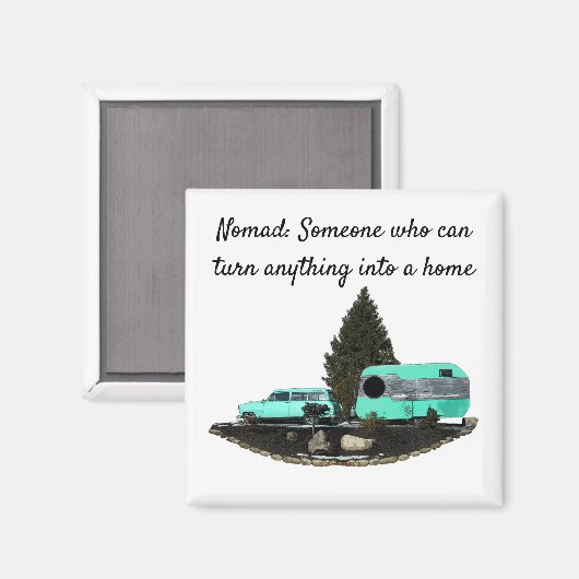 Retro Camping Auto Trailer Nomad Magnet (Vorderseite/Rückseite)