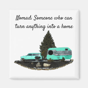 Retro Camping Auto Trailer Nomad Magnet