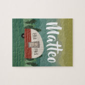 Retro-Camping-Berggrün Puzzle (Horizontal)