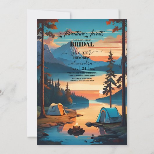 Retro-Camping-Brautparty Einladung (Vorderseite)