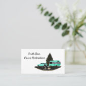 Retro Camping Car Trailer Business Cards Visitenkarte (Stehend Vorderseite)