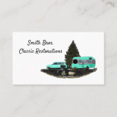 Retro Camping Car Trailer Business Cards Visitenkarte (Vorderseite)