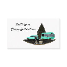 Retro Camping Car Trailer Business Cards