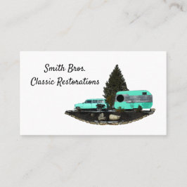 Retro Camping Car Trailer Business Cards Visitenkarte