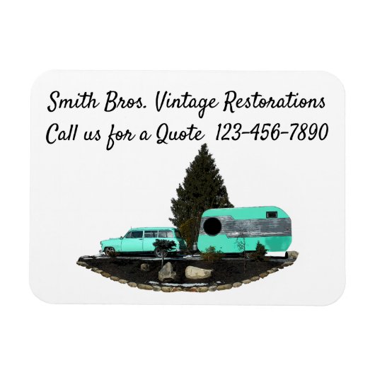 Retro Camping Car Trailer Flexibles Foto Magnet (Horizontal)