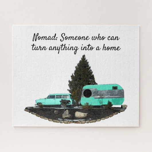 Retro Camping Car Trailer Jigsaw Puzzle (Horizontal)