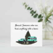 Retro Camping Car Trailer Postkarte (Stehend Vorderseite)