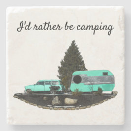 Retro Camping Car Trailer Stone Untersetzer