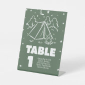 Retro-Camping-Dusch-Tischnummern-Schild Sockelschild (Vorderseite)