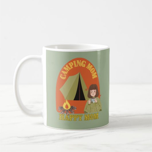 Retro Camping Mama trinkt Tee, Camper Mama Kaffeetasse (Links)