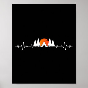Retro Camping Outdoor Herzschlag Natur Camper Hiki Poster