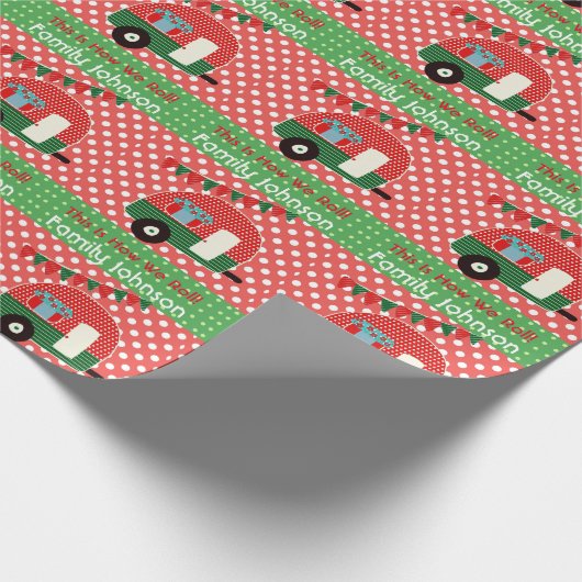 Retro-Camping-Party liefert benutzerdefinierte rot Geschenkpapier (Ecke)