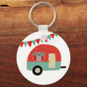 Retro-Camping-Party liefert benutzerdefinierte rot Schlüsselanhänger (Vorderseite)
