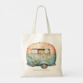 Retro Camping Thema Niedlich Camper Tragetasche (Rückseite)
