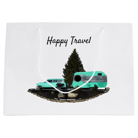 Retro Camping Trailer Geschenktasche Große Geschenktüte (Vorderseite)
