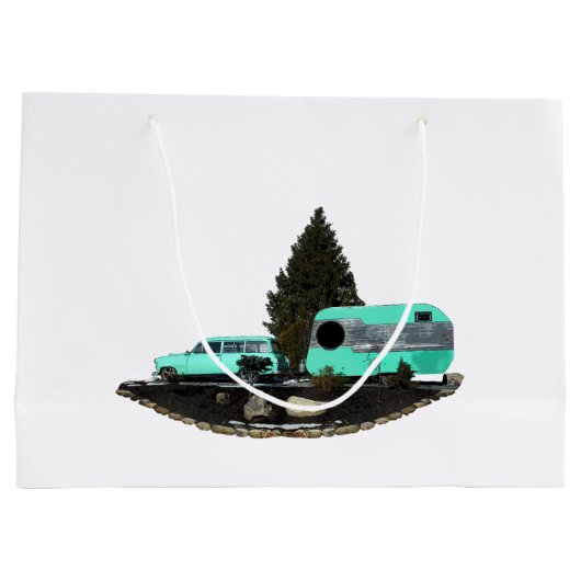 Retro Camping Trailer Geschenktasche Große Geschenktüte (Rückseite)
