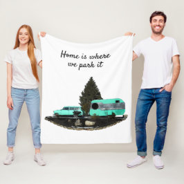 Retro Camping Trailer Nomad Fleece Blankon