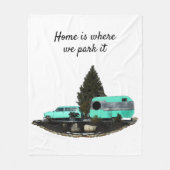 Retro Camping Trailer Nomad Fleece Blankon (Vorderseite)