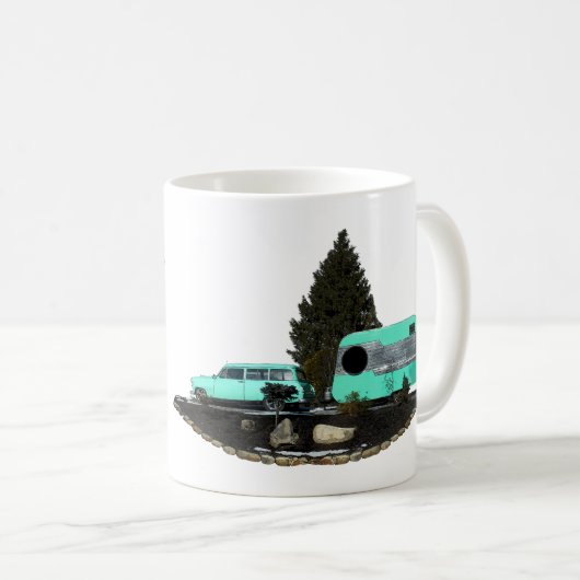Retro Camping Trailer Nomad Kaffee Tasse (VorderseiteRechts)