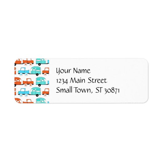 Retro Camping Trailer Türkis Orange Vintage Car (Vorne)