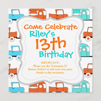 Retro Camping Trailer Türkis Orange Vintage Car Einladung