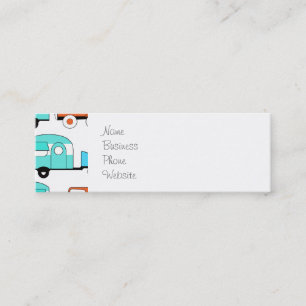 Retro Camping Trailer Türkis Orange Vintage Car Mini Visitenkarte