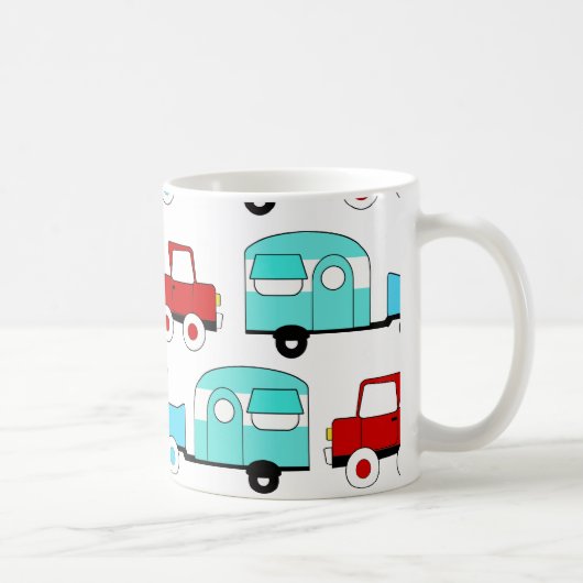 Retro Camping Trailer Türkis Red Vintage Cars Kaffeetasse (Rechts)