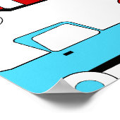 Retro Camping Trailer Türkis Red Vintage Cars Poster (Ecke)