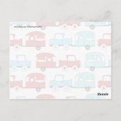 Retro Camping Trailer Türkis Red Vintage Cars Postkarte (Rückseite)