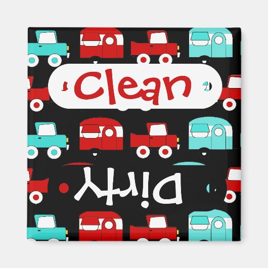 Retro Camping Trailer Türkis Rot Vintag RV Magnet (Vorne)