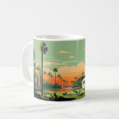 Retro-Camping-Wald-Sonnenuntergang Kaffeetasse (Vorderseite Links)