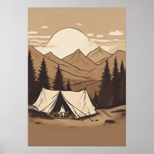 Retro-Camping-Zelt Outdoor-Wanderabenteuer Natur Poster