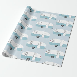Retro-Campinganhänger blaues Geschenkpapier