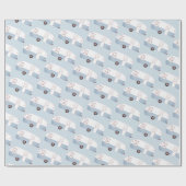 Retro-Campinganhänger blaues Geschenkpapier (Flach)